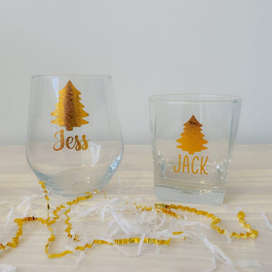 Couples Christmas Glass Set
